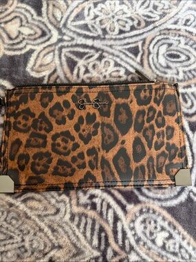 Jessica Simpson Leopard Print Wristlet - Brown & Black